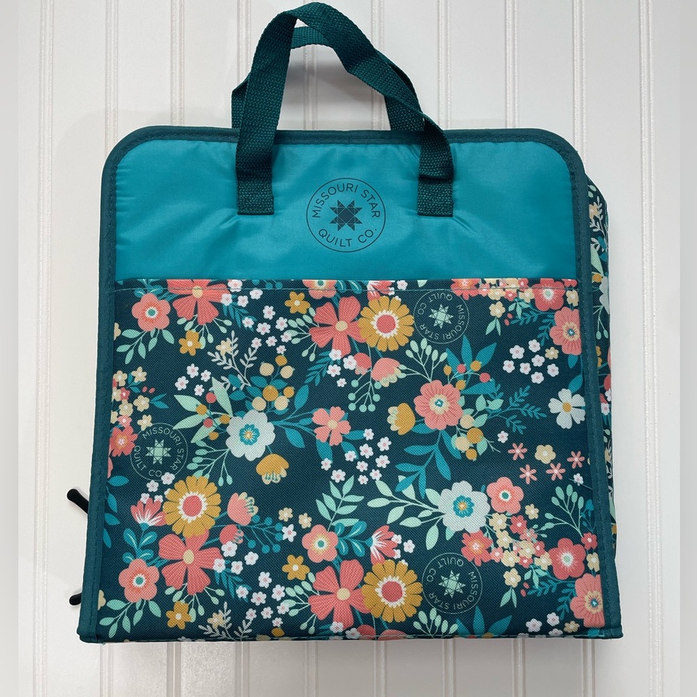 Missouri Star Quilt Co. Floral Quilt Tote Bag - Teal & Dark Teal